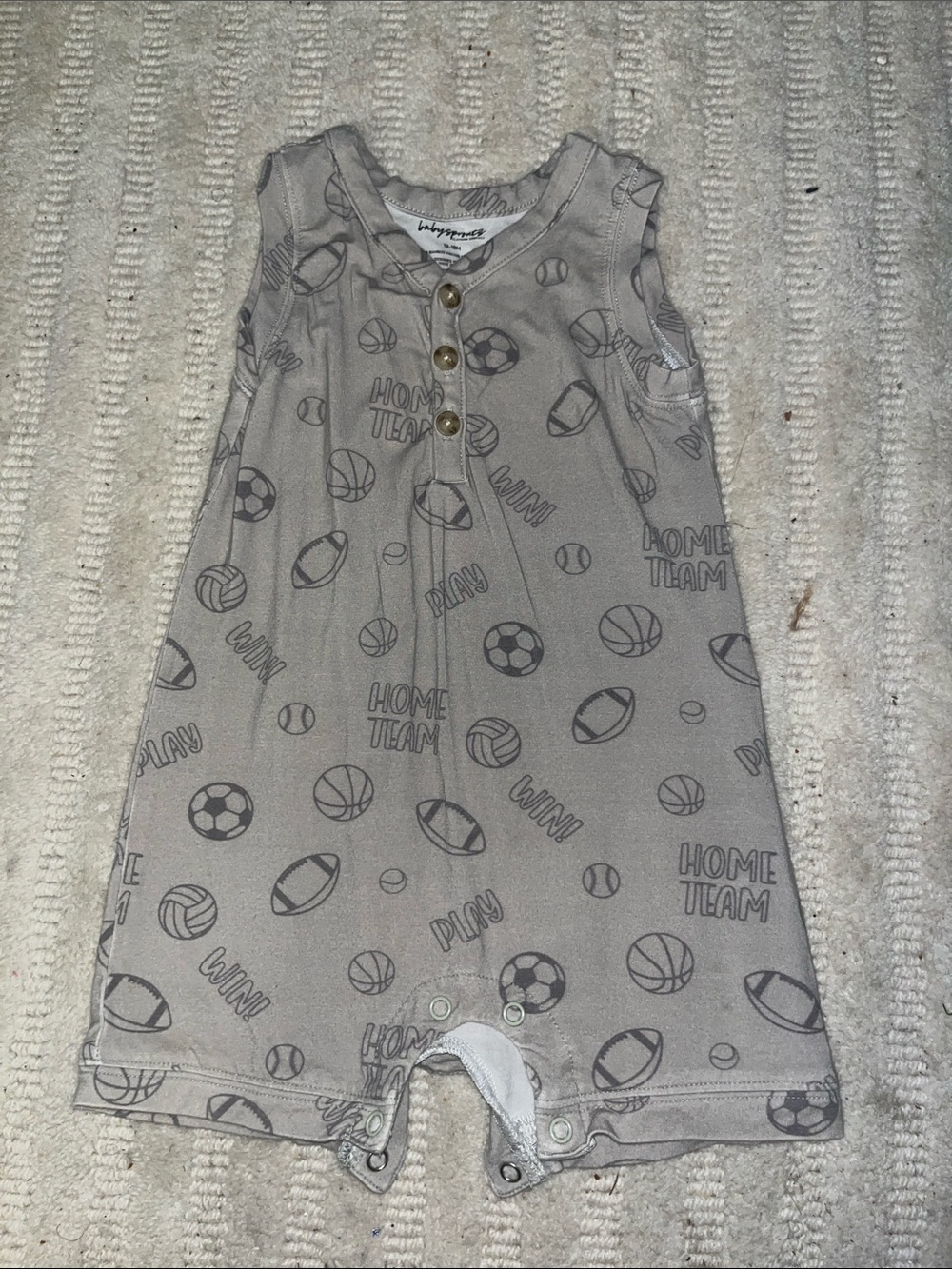 Baby Sprouts Gray Sports-Print Sleeveless Baby One-Piece